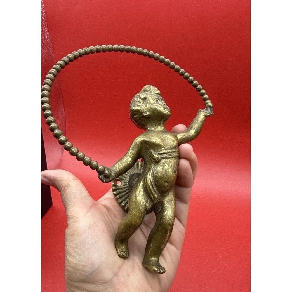Vintage/Antique Solid Brass Cherub Putto Wall Mount Figure Architectural Decor